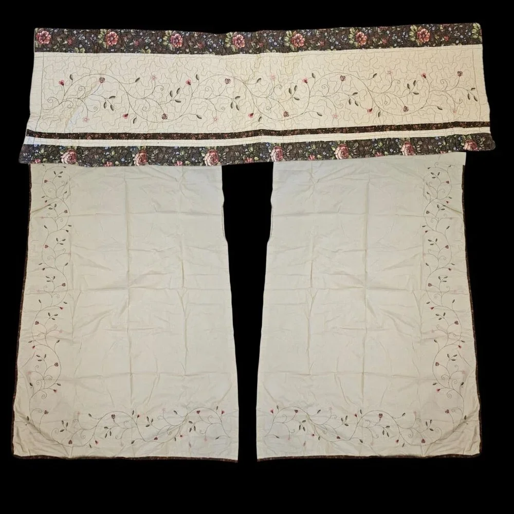 JcPenney Home Rachel Heirloom 3‎ Pc Window Treatment Set Panels 42 X 63 In Beige